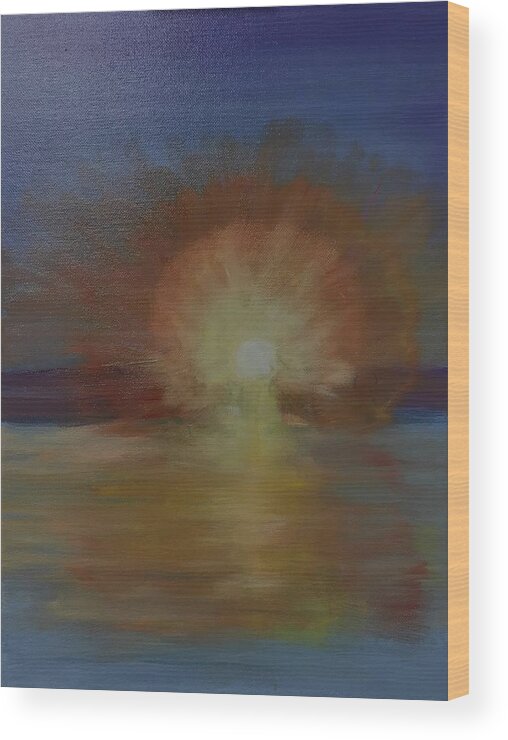 Sun Rise Wood Print featuring the painting Pre Sun Rise by Terry Frederick