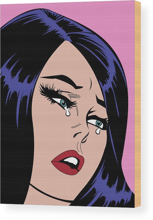 Popart Wood Print featuring the digital art Woman in Tears #1 by Long Shot