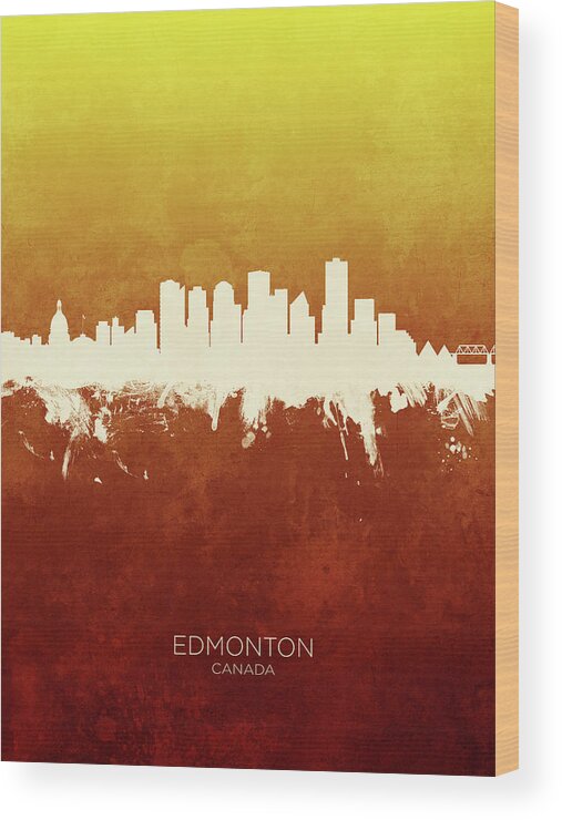 Edmonton Wood Print featuring the digital art Edmonton Canada Skyline #15 by Michael Tompsett