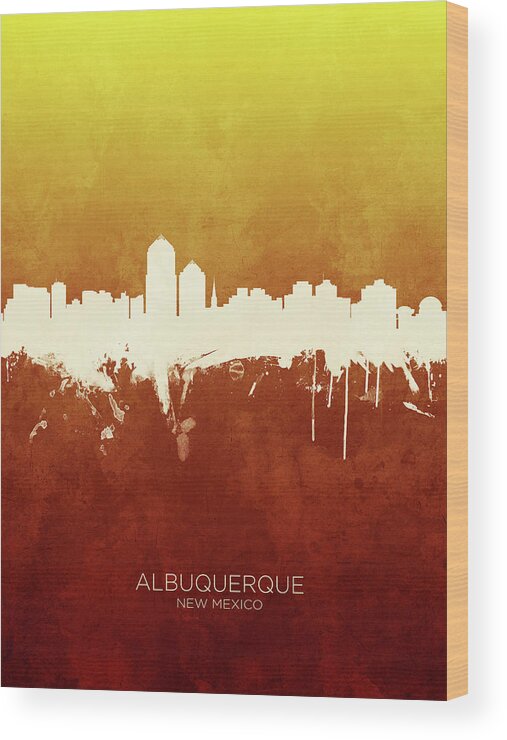 Albuquerque Wood Print featuring the digital art Albuquerque New Mexico Skyline #16 by Michael Tompsett