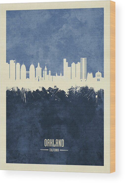 Oakland Wood Print featuring the digital art Oakland California Skyline #16 by Michael Tompsett
