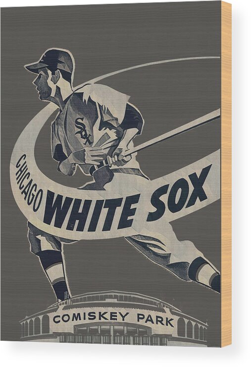 Chicago Wood Print featuring the mixed media 1950 Chicago White Sox Art by Row One Brand
