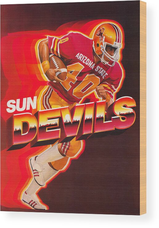 Arizona Wood Print featuring the mixed media 1983 Arizona State Football Art by Row One Brand
