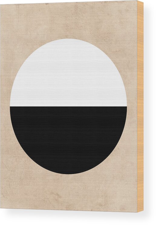 Abstract Wood Print featuring the mixed media Black And White Minimalist Abstract Geometric Art #2 by Modern Abstract