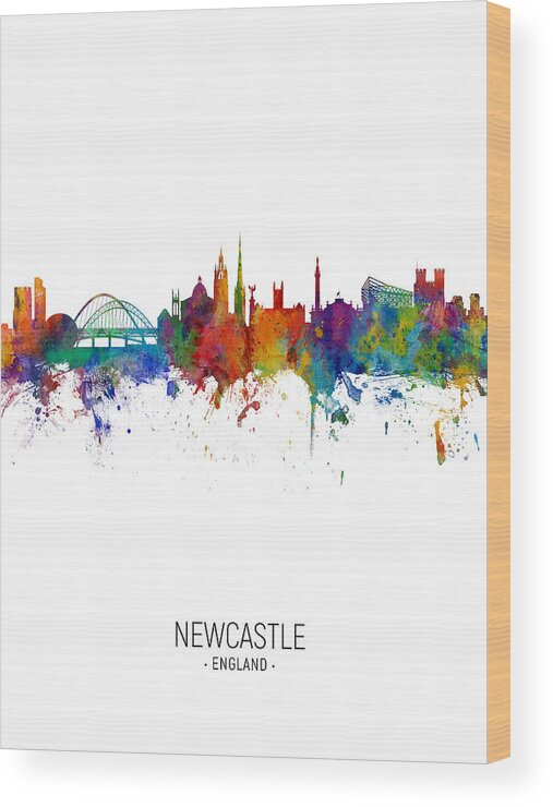 Newcastle Wood Print featuring the digital art Newcastle England Skyline #25 by Michael Tompsett