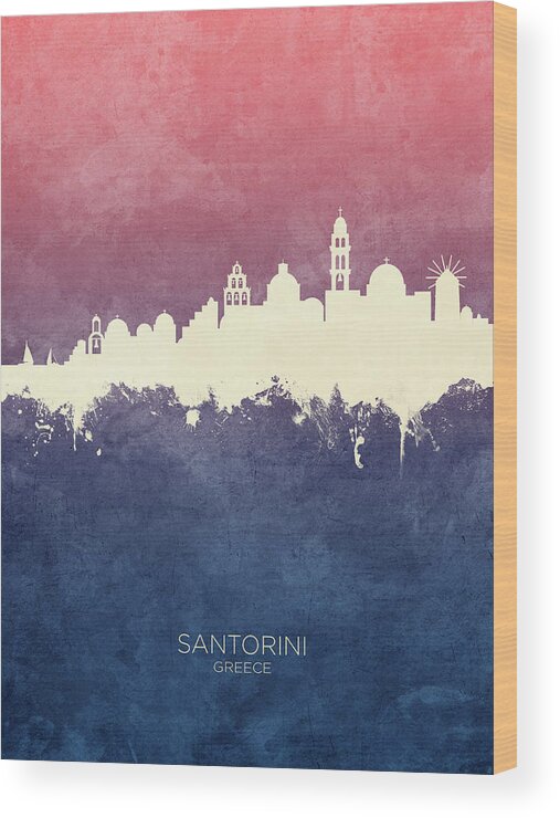 Santorini Wood Print featuring the digital art Santorini Skyline #27 by Michael Tompsett