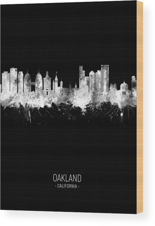 Oakland Wood Print featuring the digital art Oakland California Skyline #28 by Michael Tompsett