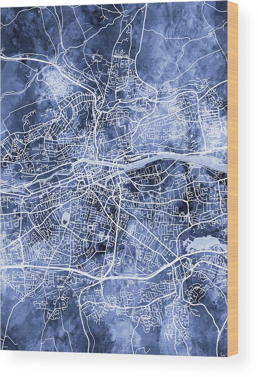 Cork Wood Print featuring the digital art Cork Ireland City Map #3 by Michael Tompsett