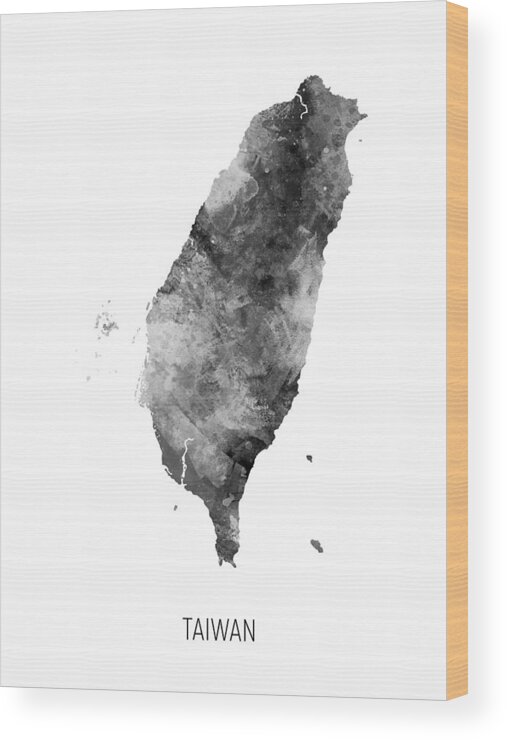 Taiwan Wood Print featuring the digital art Taiwan Watercolor Map #3 by Michael Tompsett