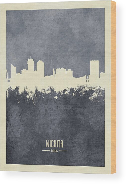 Wichita Wood Print featuring the digital art Wichita Kansas Skyline #31 by Michael Tompsett