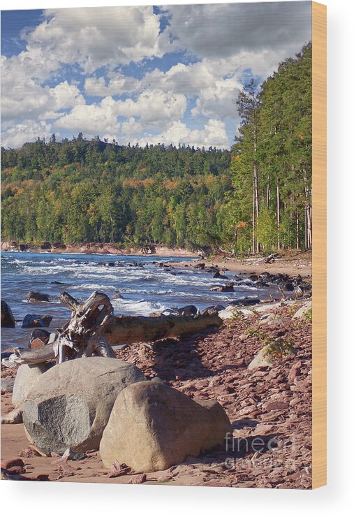 Marquette Wood Print featuring the photograph Lake Superior Shoreline #5 by Phil Perkins