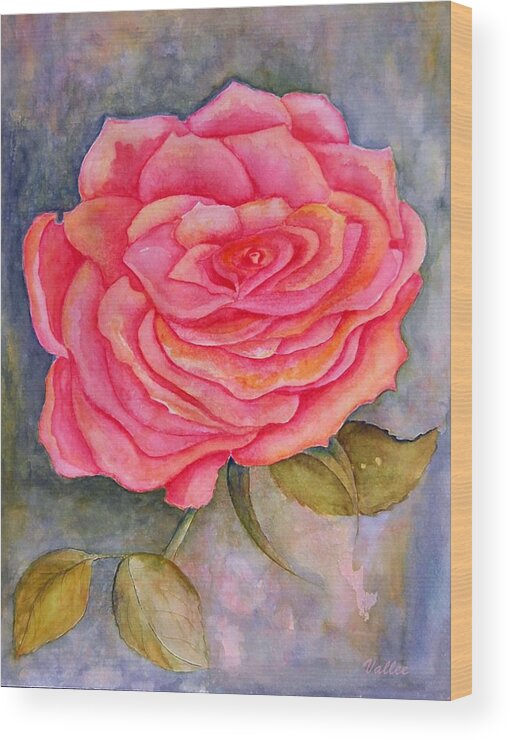 Rose Wood Print featuring the painting A Rose is a Rose by Vallee Johnson