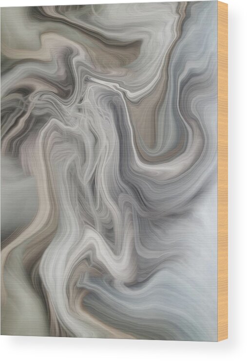 Abstract Wood Print featuring the digital art Gray Matter by Nancy Levan
