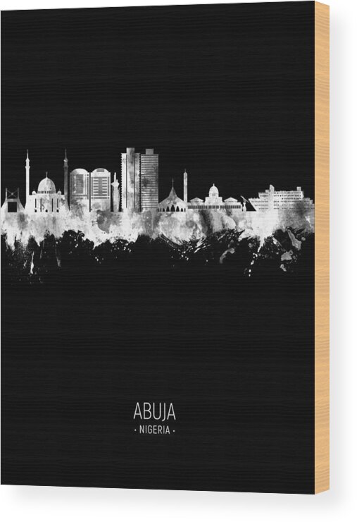 Abuja Wood Print featuring the digital art Abuja Nigeria Skyline #01 by Michael Tompsett