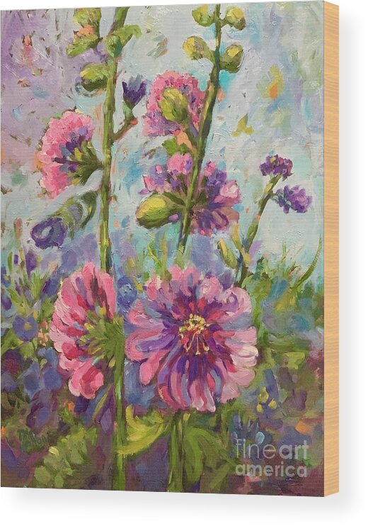 Purple Flowers Wood Print featuring the painting Abundance by Patsy Walton