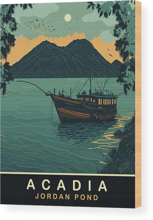 Acadia Wood Print featuring the digital art Acadia, Jordan Pond by Long Shot