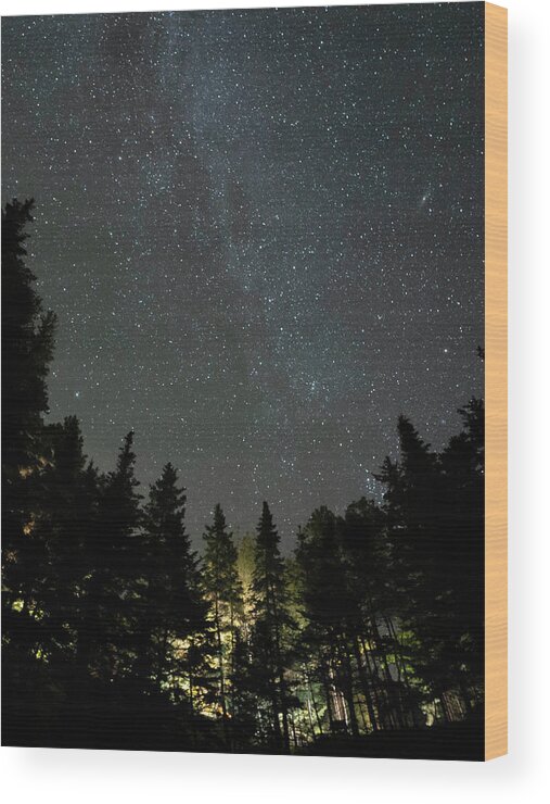 Milky Way Wood Print featuring the photograph Acadia Milky Way Glow by GeeLeesa
