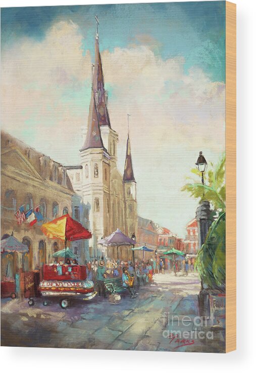 Jackson Square Wood Print featuring the painting Afternoon Light, Jackson Square by Dianne Parks
