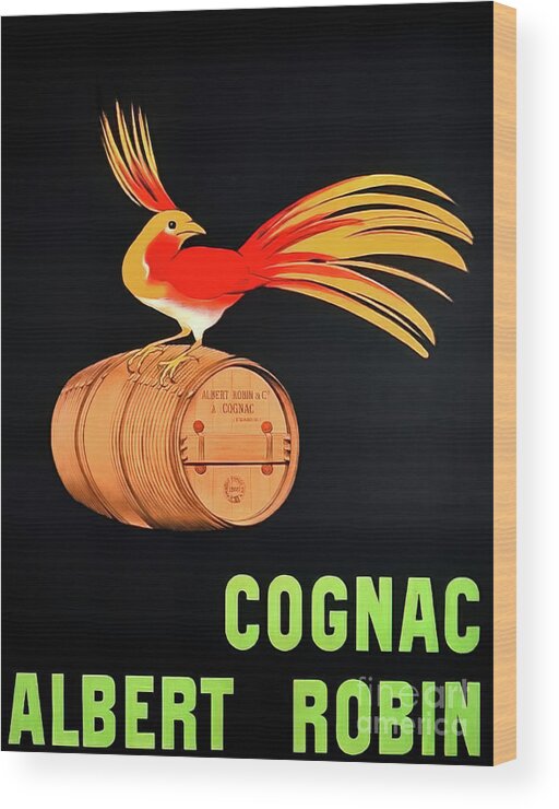1906 Wood Print featuring the drawing Albert Robin Cognac Drink Poster 1906 by M G Whittingham