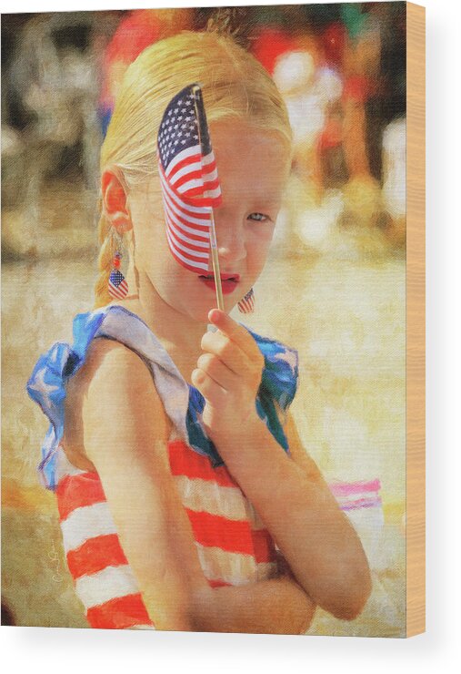 Cody Wood Print featuring the photograph All American Girl on the 4th of July by Craig J Satterlee