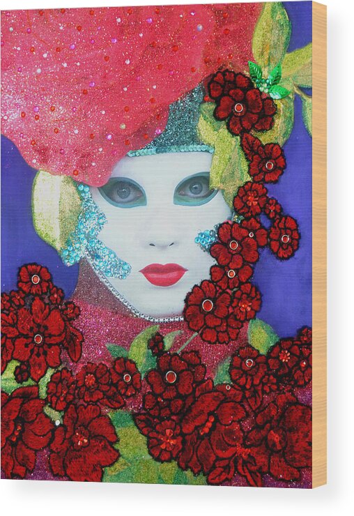 Mixed Media Wood Print featuring the mixed media Allegro from Carnival of Venice by Anni Adkins by Anni Adkins