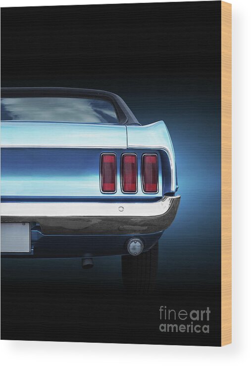 Mustang Wood Print featuring the photograph American classic car Mustang Coupe 1969 roadster by Beate Gube