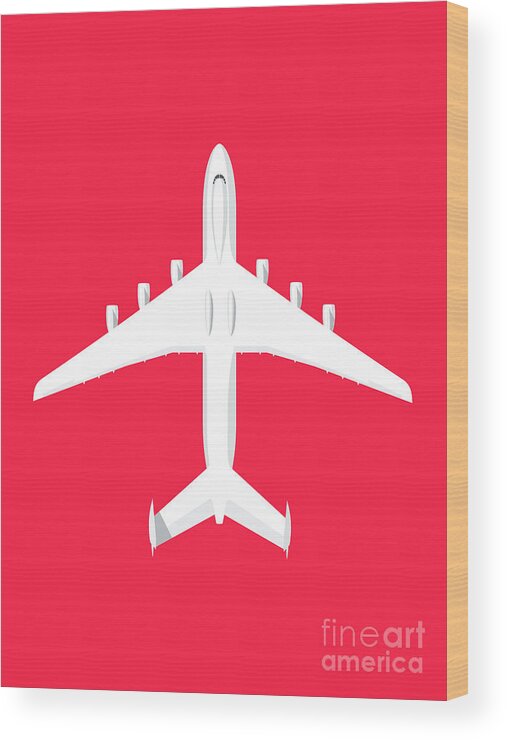 Airplane Wood Print featuring the digital art An-225 Mriya - Crimson by Organic Synthesis