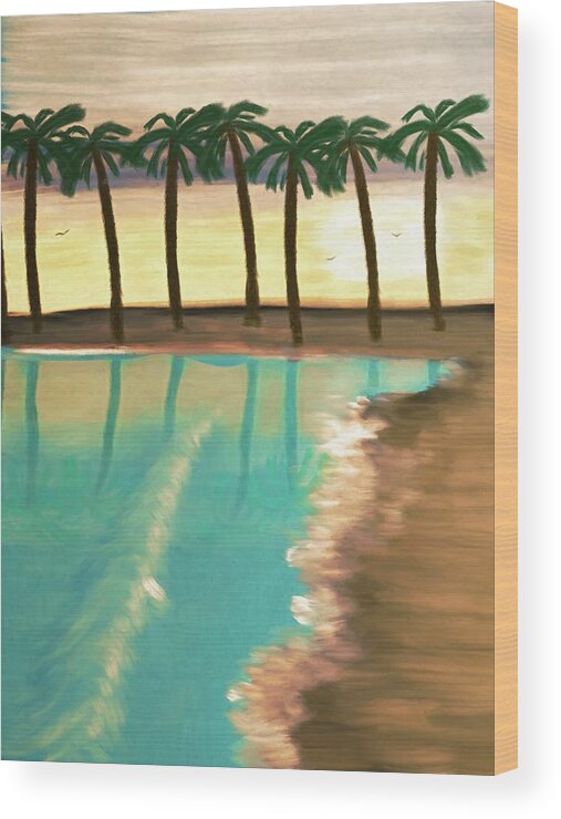 Beach Wood Print featuring the digital art Beach Sunset by Jason Fink