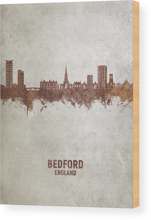 Bedford Wood Print featuring the digital art Bedford England Skyline #14 by Michael Tompsett