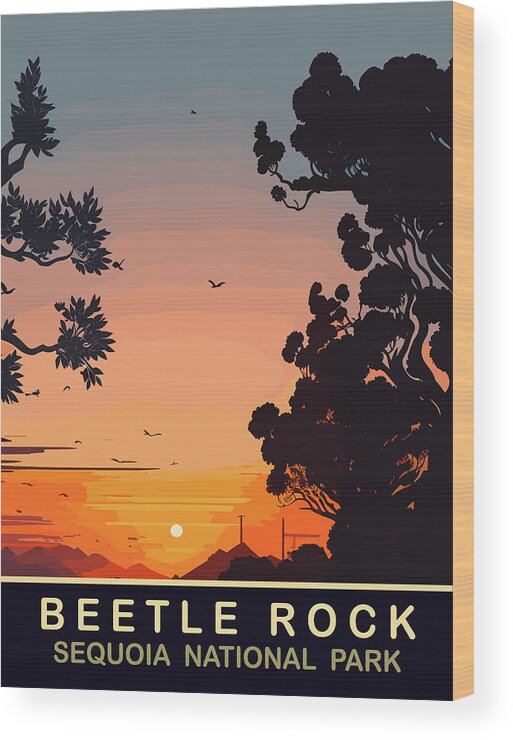 Beetle Rock Wood Print featuring the digital art Beetle Rock, Sequoia National Park by Long Shot