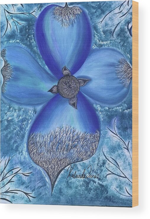 Flower Wood Print featuring the drawing Belle Fleur by Kalunda Janae Hilton