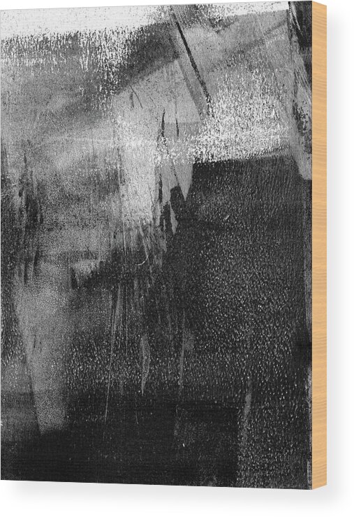 Black Wood Print featuring the painting Black and Grey Modern Abstract Expressionist Dissonance 2 by Janine Aykens