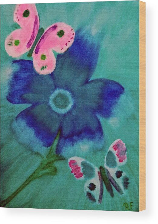 Blue Wood Print featuring the painting Blue Blossom by Anna Adams