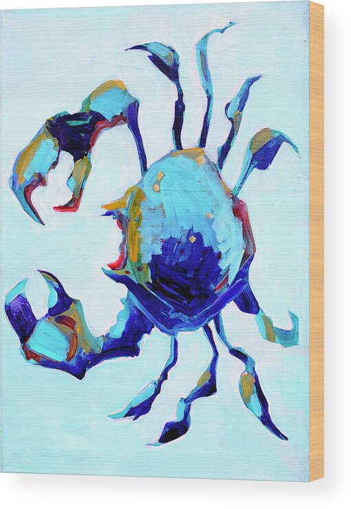 Crab Wood Print featuring the painting Blue Crab by Michele Fritz