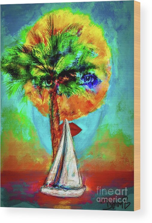 Sunset Wood Print featuring the digital art Blue Green eyes girl by Doron B