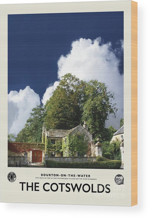 The Cotswolds Wood Print featuring the photograph Bourton Cotswolds British Railway Poster by Brian Watt