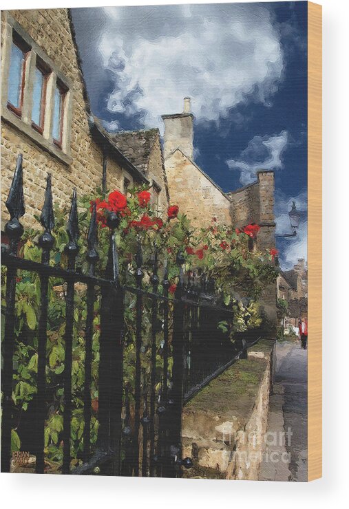 Bourton-on-the-water Wood Print featuring the photograph Bourton Red Roses by Brian Watt