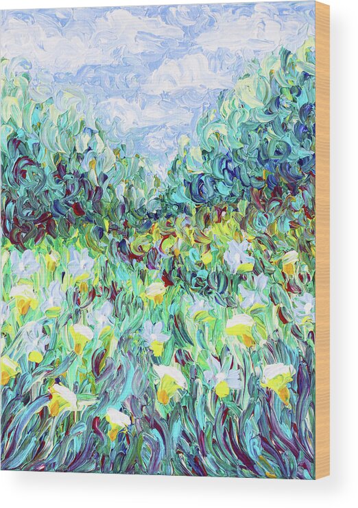 Meadow Wood Print featuring the painting Breezy Meadow by Bari Rhys