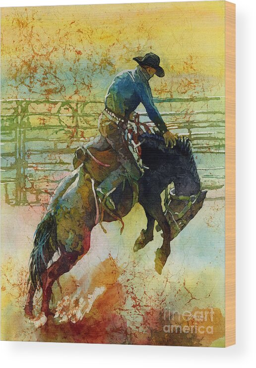 Bronc Wood Print featuring the painting Bucking Rhythm by Hailey E Herrera