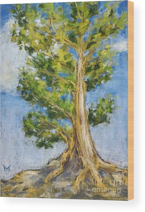  Wood Print featuring the painting Canyon Tree by Maria Langgle