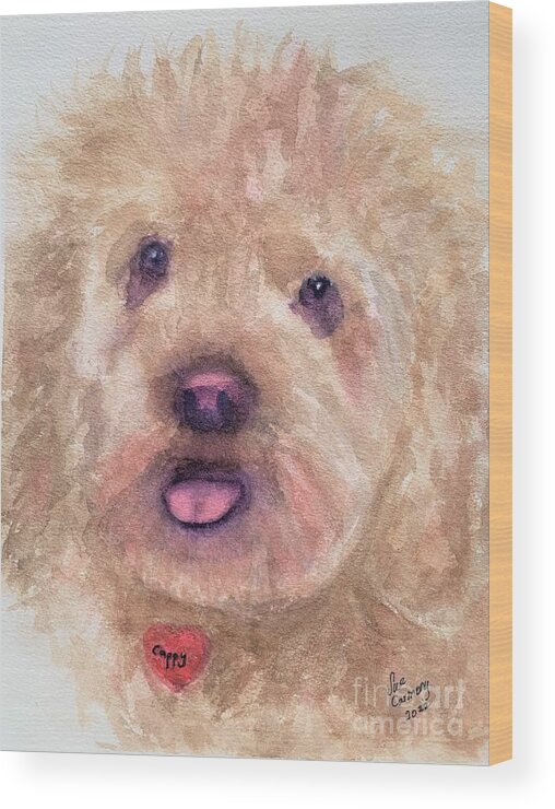 Dog Wood Print featuring the painting Cappy by Sue Carmony