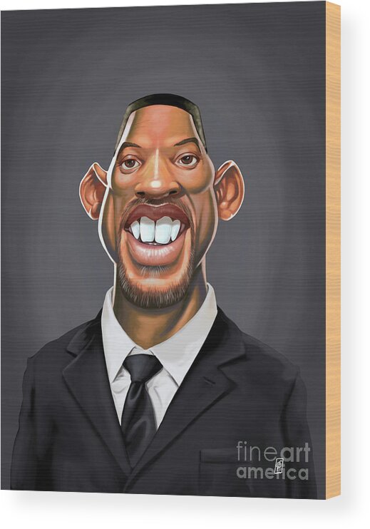 Illustration Wood Print featuring the digital art Celebrity Sunday - Will Smith by Rob Snow