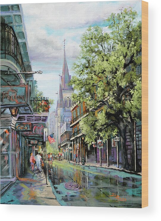 New Orleans Paintings Wood Print featuring the painting Chartres Rain by Dianne Parks