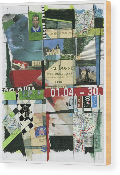 Collage Wood Print featuring the mixed media Chateau Bonnet by Paul HAIGH