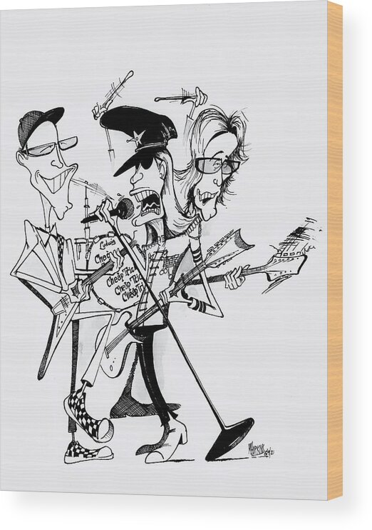 Caricature Wood Print featuring the drawing Cheap Trick by Michael Hopkins