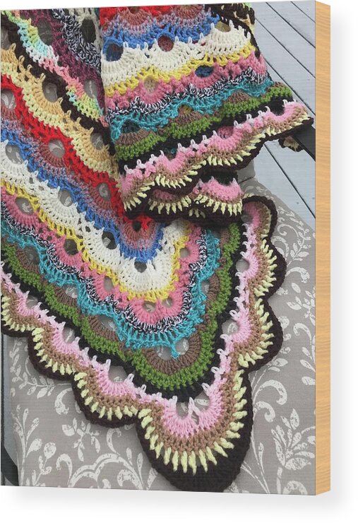 Virus Wood Print featuring the photograph Colorful Virus Shawl by Kathy Clark