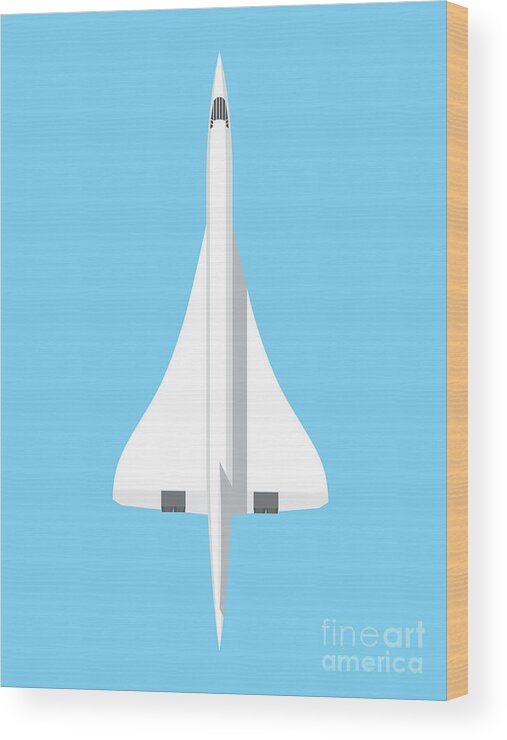 Concorde Wood Print featuring the digital art Concorde jet airliner - Sky by Organic Synthesis