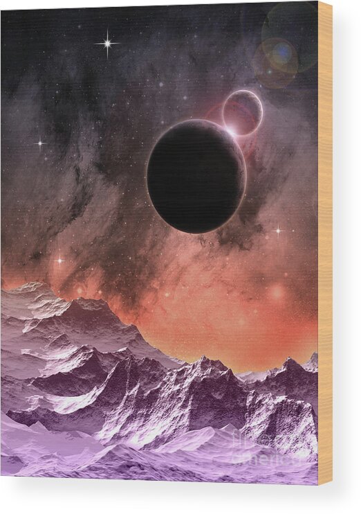 Space Wood Print featuring the digital art Cosmic Landscape by Phil Perkins