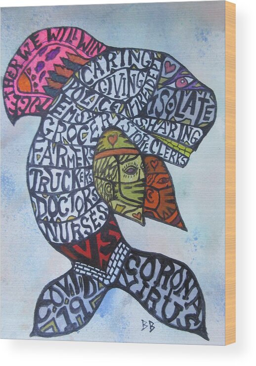 Whale Animal Nurses Truckers Grocery Store Clerks Wood Print featuring the mixed media Covid 19 Spirit Whale by Bradley Boug