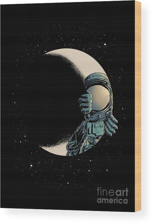 Crescent Moon Wood Print featuring the digital art Crescent Moon by Digital Carbine
